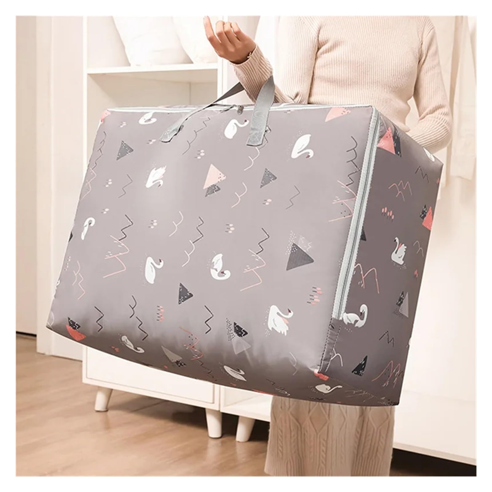 Aufbewahrungstasche für Kleidung, Zusammenklappbare Aufbewahrungsboxen und Stofftaschen aus mehrfarbigem Stoff for Kleidung(Beige-13)