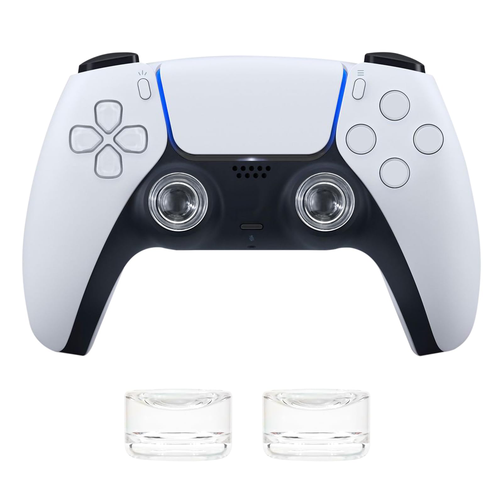 DLseego 2PCS Thumb Grips Caps for Switch 2, Xbox One PS5 PlayStation4 DualSense Switch Pro Wireless Controller Steam Deck, Soft Silicone Anti-Slip Crystals Button Cap Joystick Cover - Clear 1
