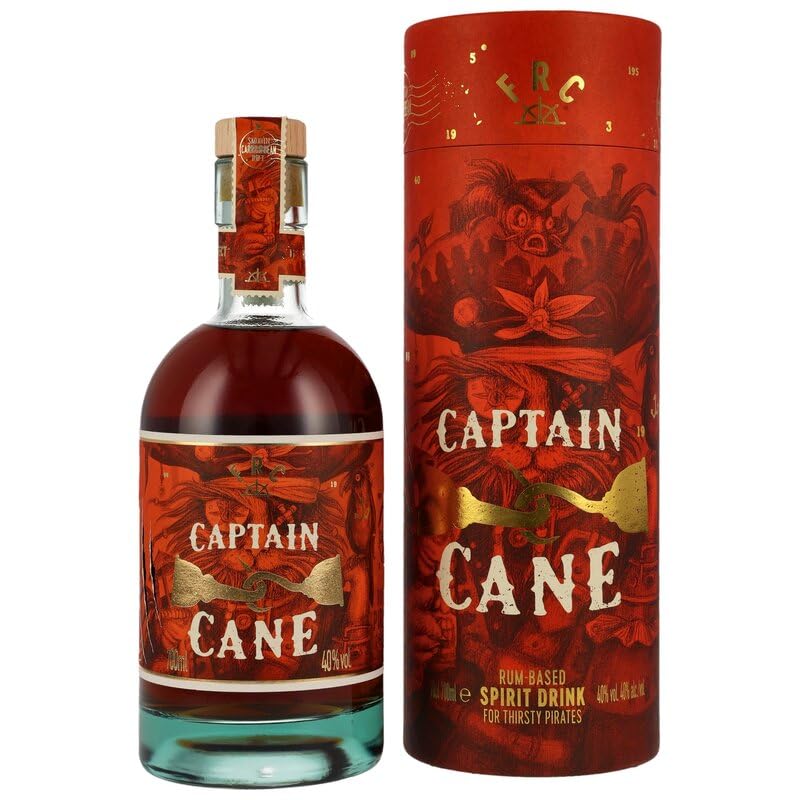 Captain Cane 0,7l 40% Vol – Rum-Spirituose mit Vanille & Kokos in roter Geschenk-Tube