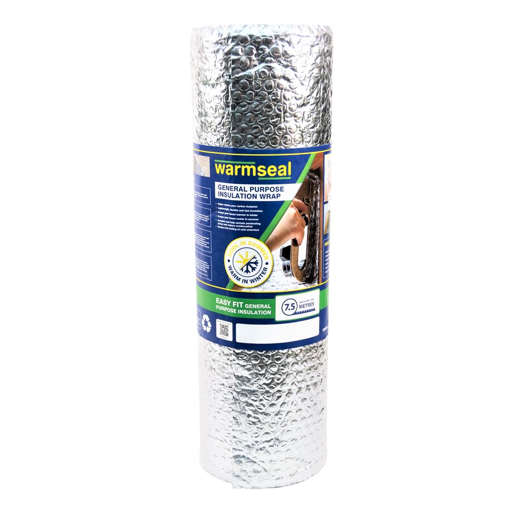 Centurion Europe Warmseal Bubble Roll Insulation Foil Backed Thermal Barrier Silver 600mm X 7.5M from B&Q