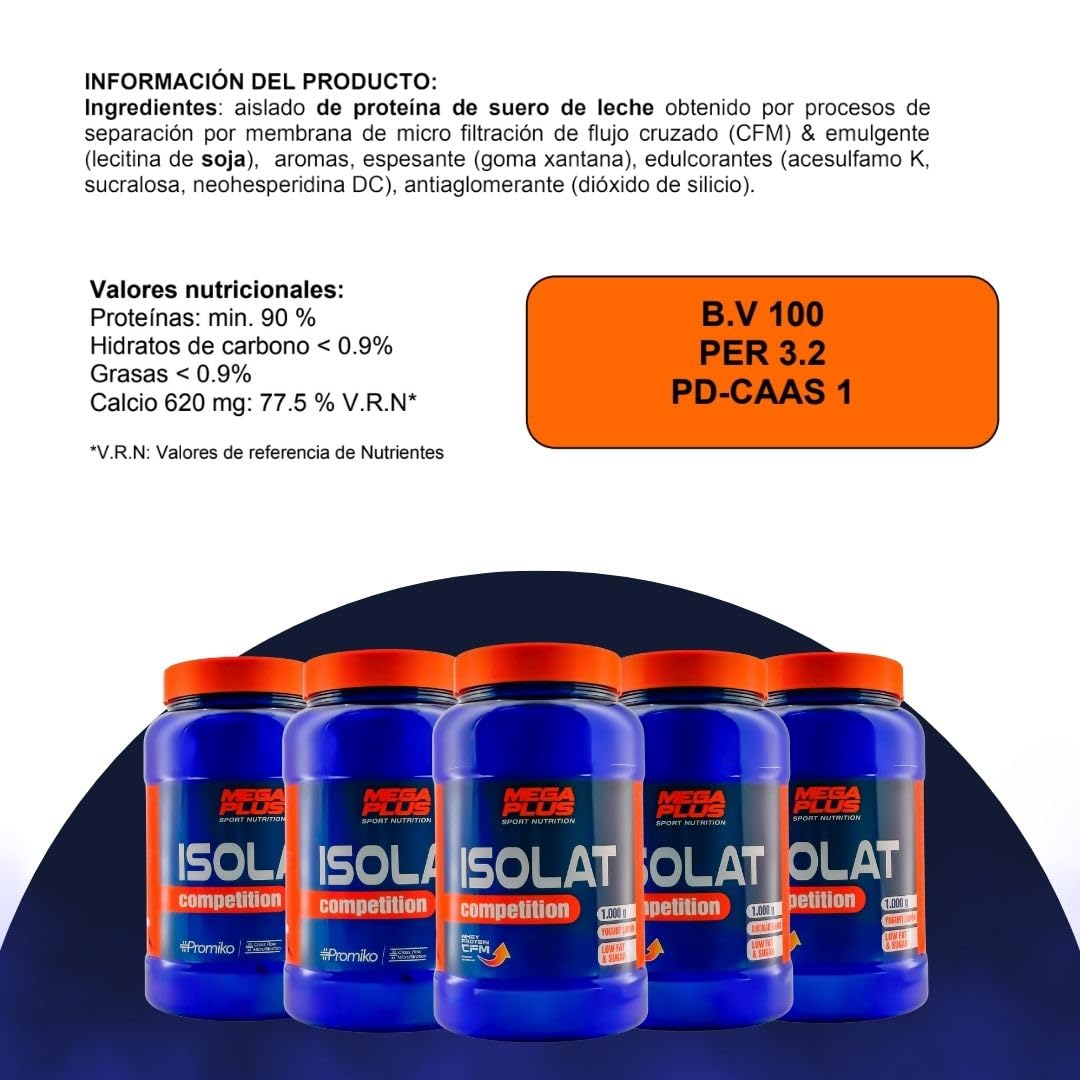 Proteína Isolat Competition - Mega Plus - Promiko - Proteína Aislada De Suero Profesional Para Masa Muscular Y Recuperación Rápida - Proteina Isolate Y Leche En Polvo - Chocolate Leche 2kg