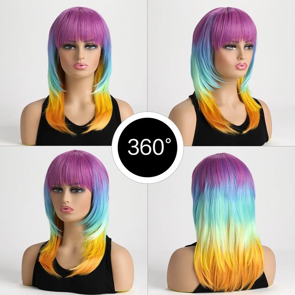 Parrucche Bob corte dritte rosa for donne con frangia, parrucca sintetica carina for feste cosplay di Halloween for uso quotidiano Soffice e Naturale