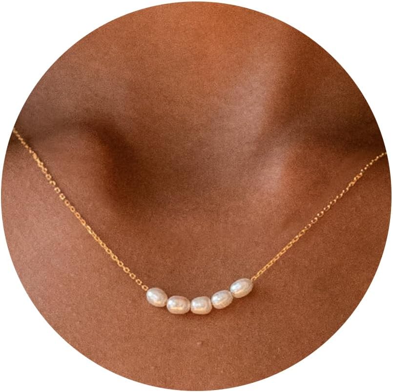 Pearl Necklace for Women- 14K Gold-plated/White Gold-plated Dainty Pearl Necklace for Women