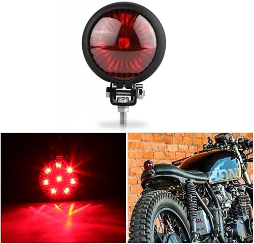 Miniatura 10 de Luz trasera de la motocicleta LED Bates Estilo Bullet Freno Parada Lámpara Trasera para Bobber Chopper Cafe Racer Bonneville XS650 - Negro Humo