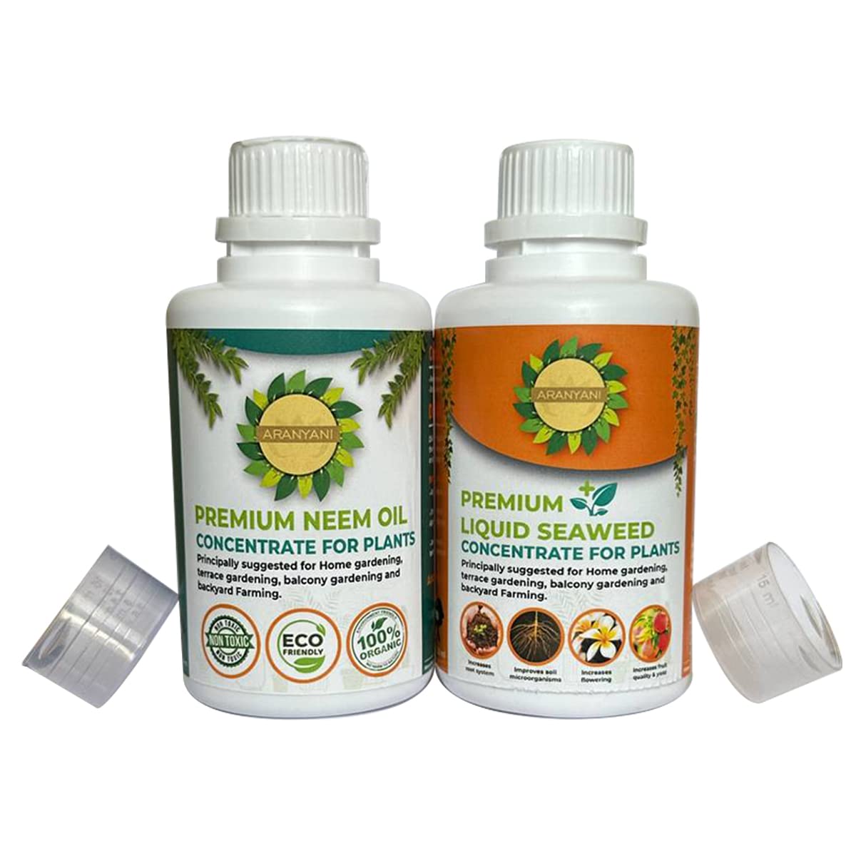 ARANYANI Neem Oil for Plant & Liquid Seaweed Concentrate for Plants Combo I All Purpose Indoor & Outdoor Plants - 250ml + 250ml