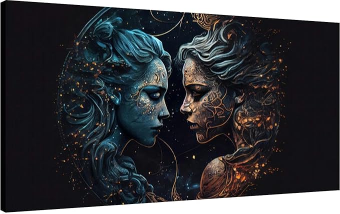 Canvas Wall Art for Living Room Bedroom Zodiac Sign Gemini Big Large Wall Art Decor Framed Painting Wall Pictures Prints Artwork Office