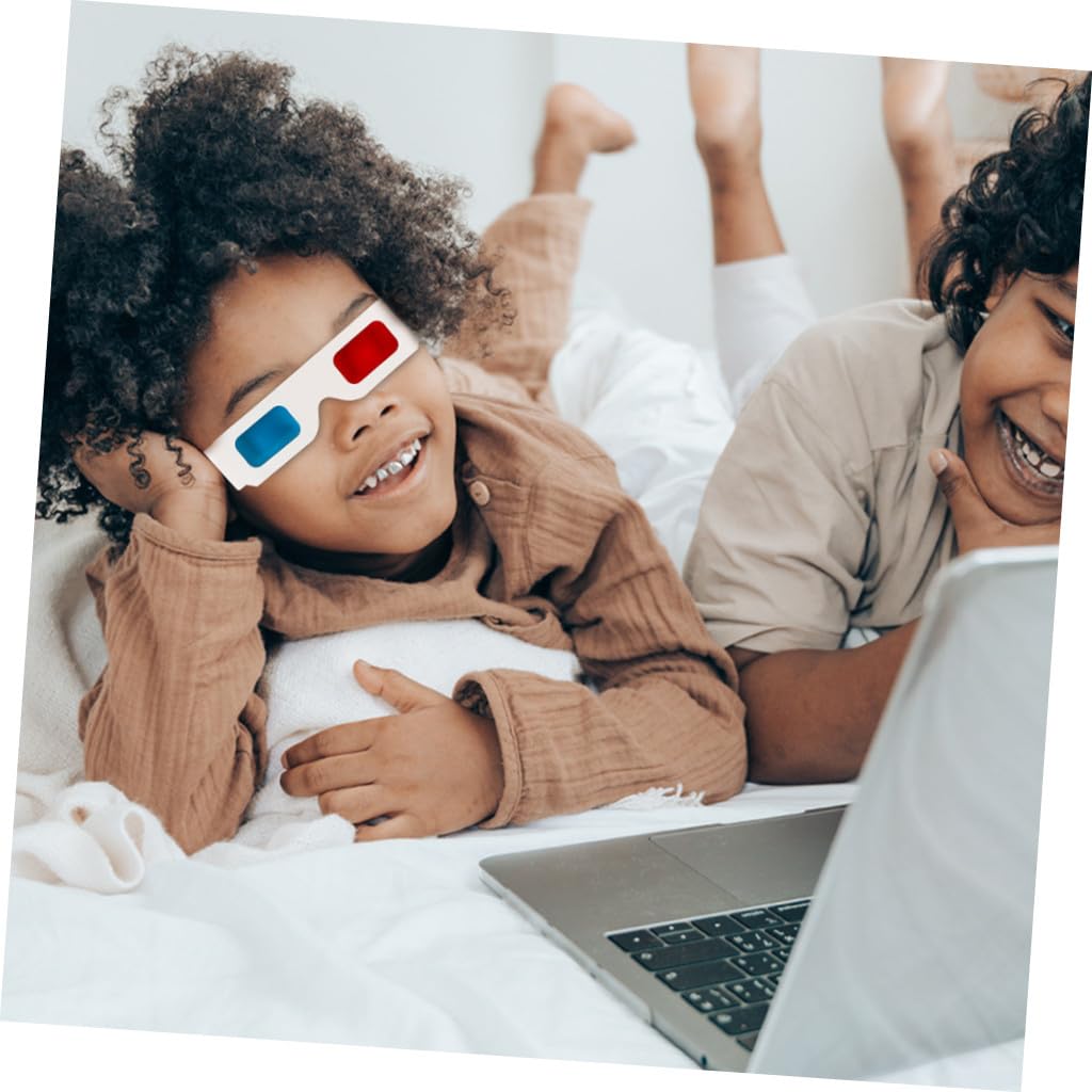 Occhiali 3d Anaglifi Monouso in Cartone Bianco per Cinema e Video 3d, Set da 30 Pezzi per Film, Videogiochi e Riviste Tridimensionali, Accessorio per Feste e Regali