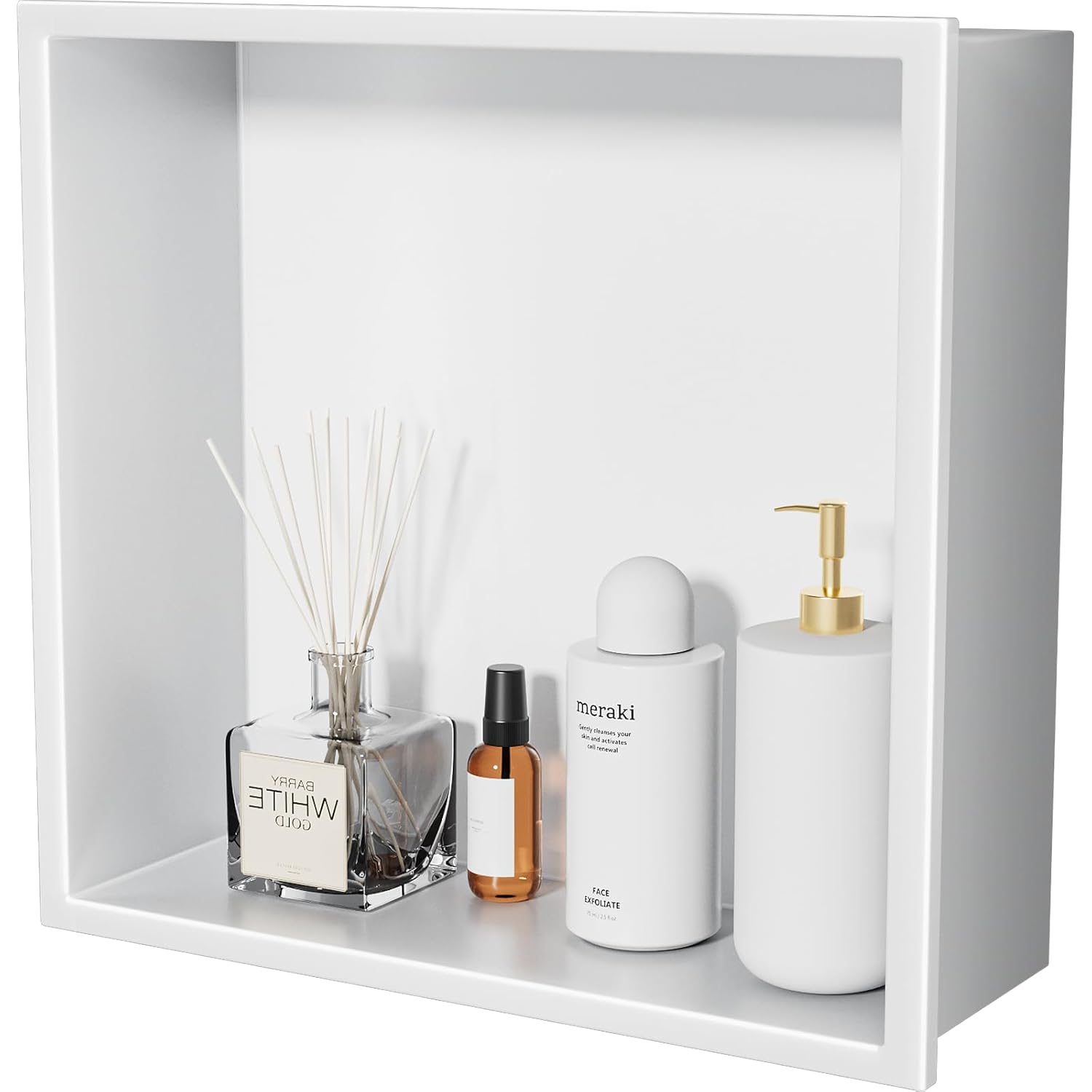 HelloaySen No Tile Needed Shower Niche - 12x12 White 304 Stainless Steel Recessed Shelf Over Mount Installation for