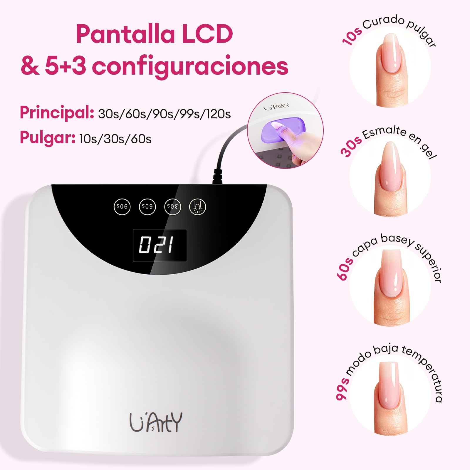 Dual Ports - Lámpara de uñas UV LED con luz para el pulgar