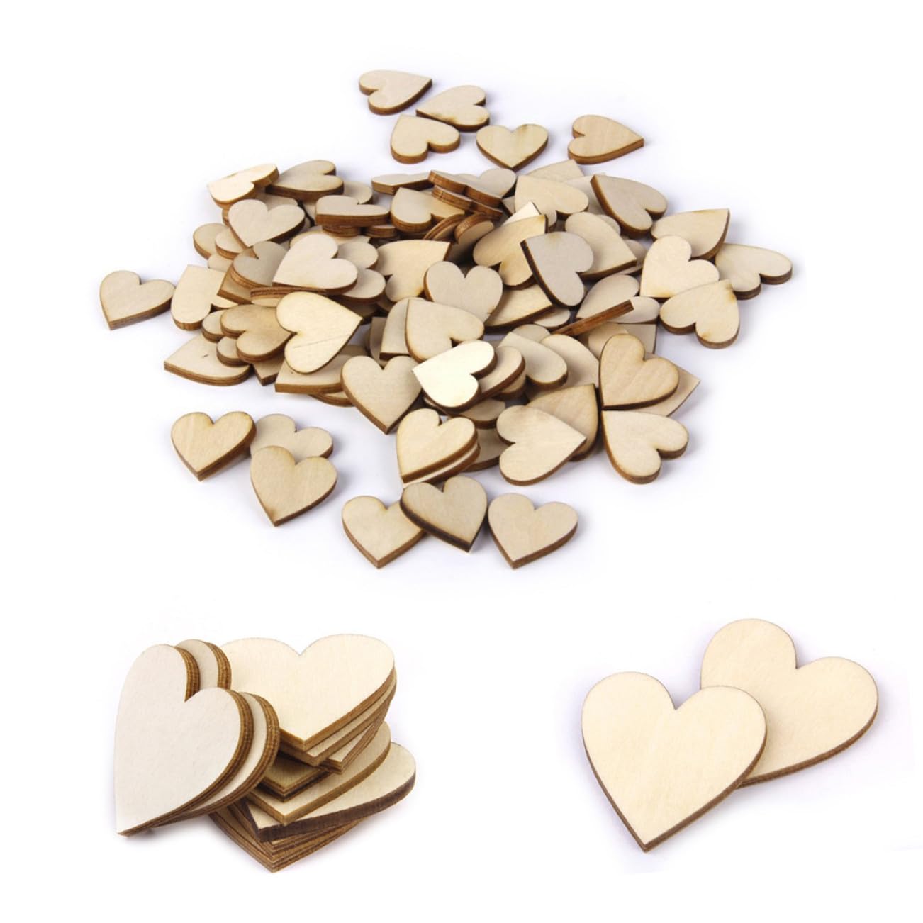 Herzförmige Holzscheiben 40mm 50 Stück Blanko für Bastelarbeiten