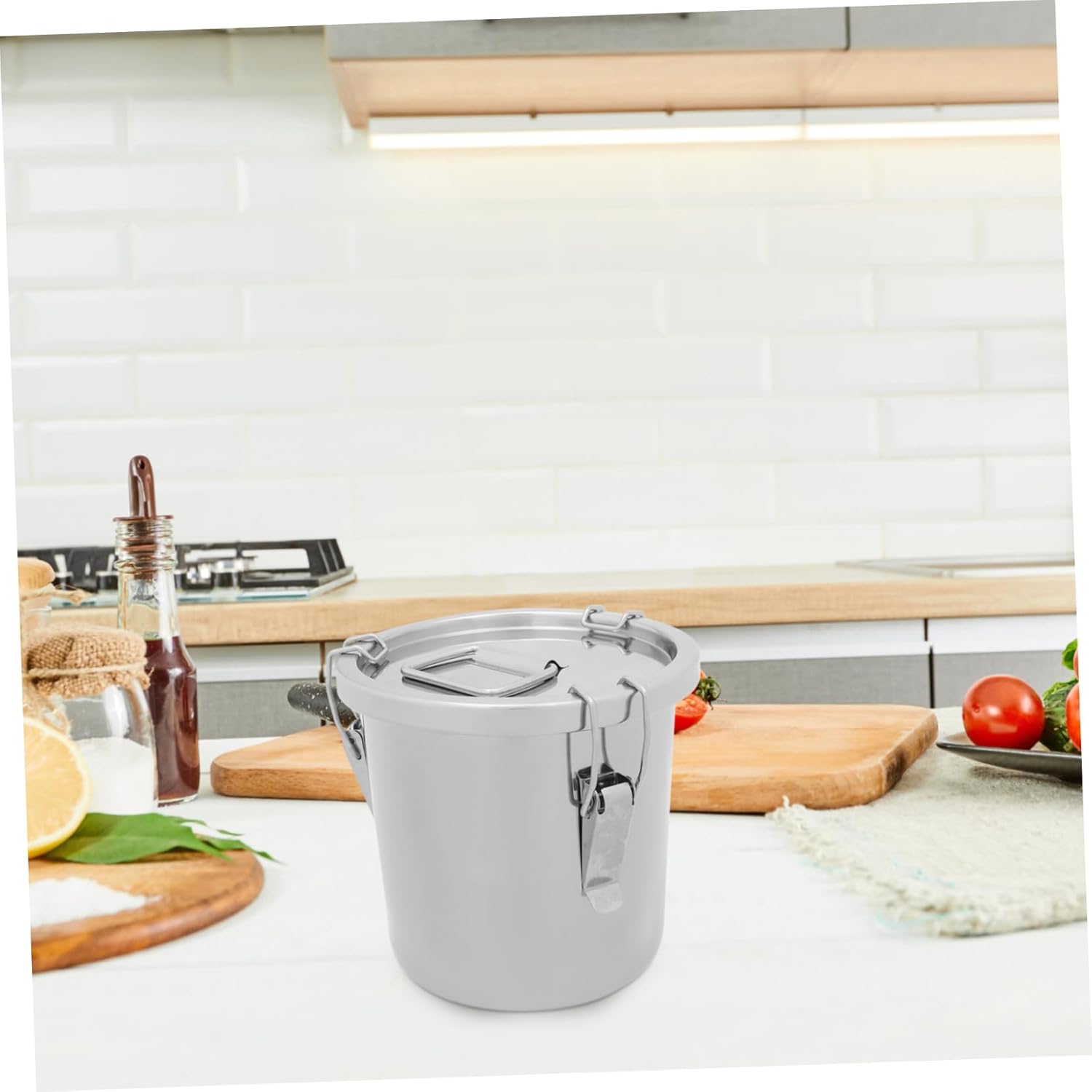 Stainless Steel Portable Storage Bucket with Carry Handle Milk Can for Grease Rice Flour Cereals Multifunctional Metal Sealed Container for