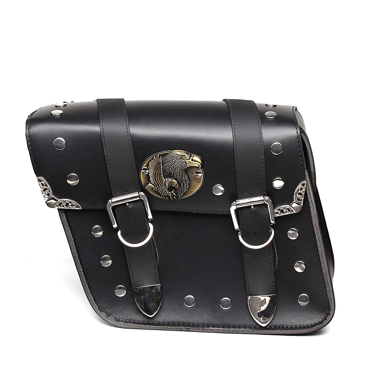 Alforjas Universales para Motocicleta, Bolsa Lateral de Cuero PU para Almacenamiento de Equipaje, Bolsas para Sillín