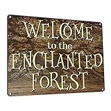 Welcome to the Enchanted Forest, 8.5 x 11.5 Inch Aluminum Sign, Fantasy Wall or Yard Decor for Home, Garden, Kids' Room, Treehouse, Club House, Wood Shed, RV, Camper AL-0912-RK3296
