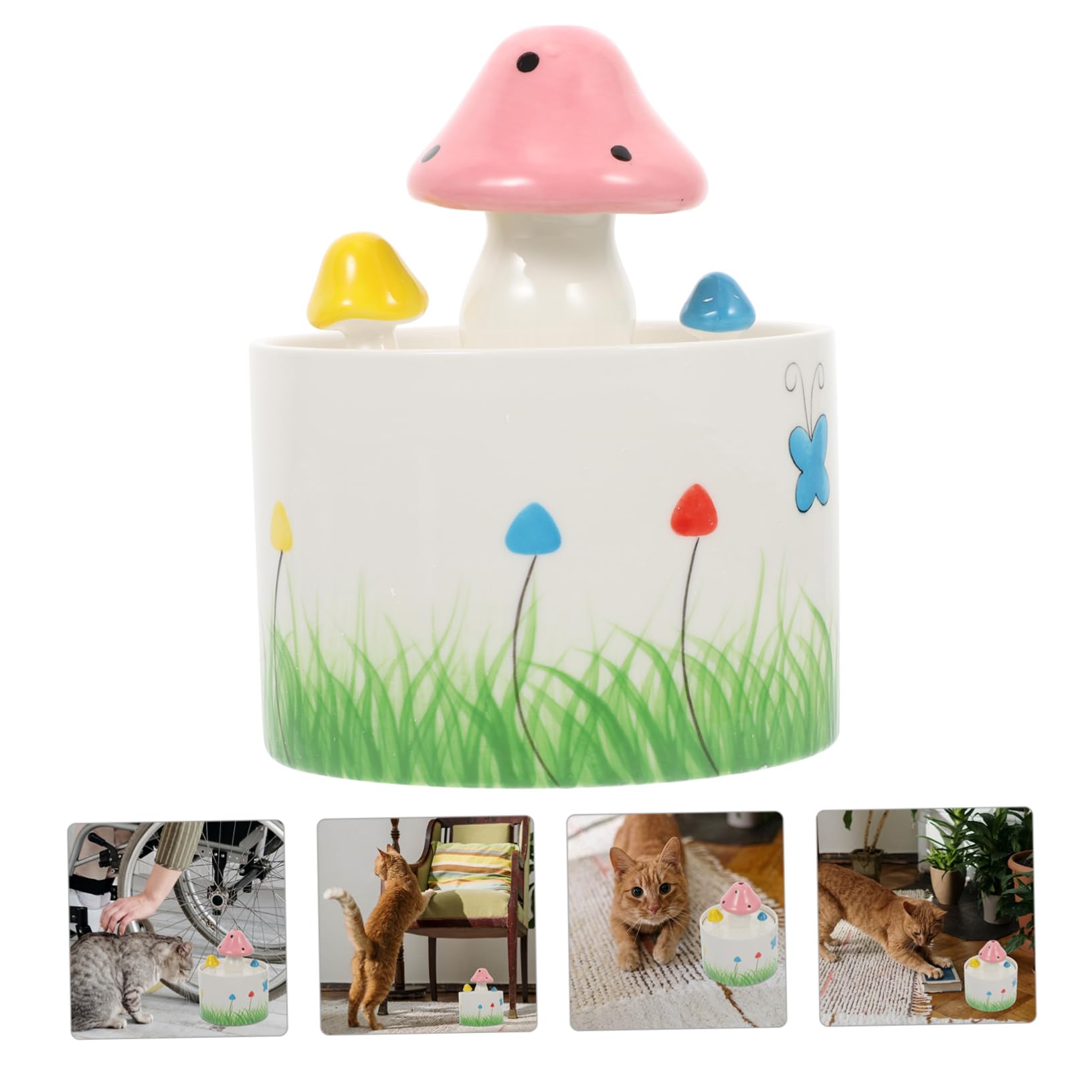 Hohopeti Dispenser De Agua Cerámico para Mascotas Bebedero Automático De Circulación para Perros y Gatos Capacidad Diseño Atractivo y para Uso Interior y Exterior