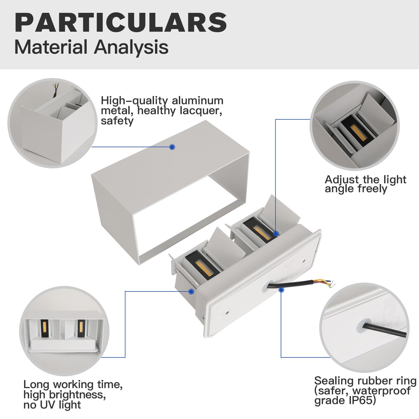 FUPE 25W LED Aplique Pared Exterior Interior IP65 Impermeable Apliques Pared Exterior Lámpara de Pared Aluminio Moderno Aplique Blanco 3000k Luz Cálida, Ángulo de luz Ajustable, Fácil de instalar