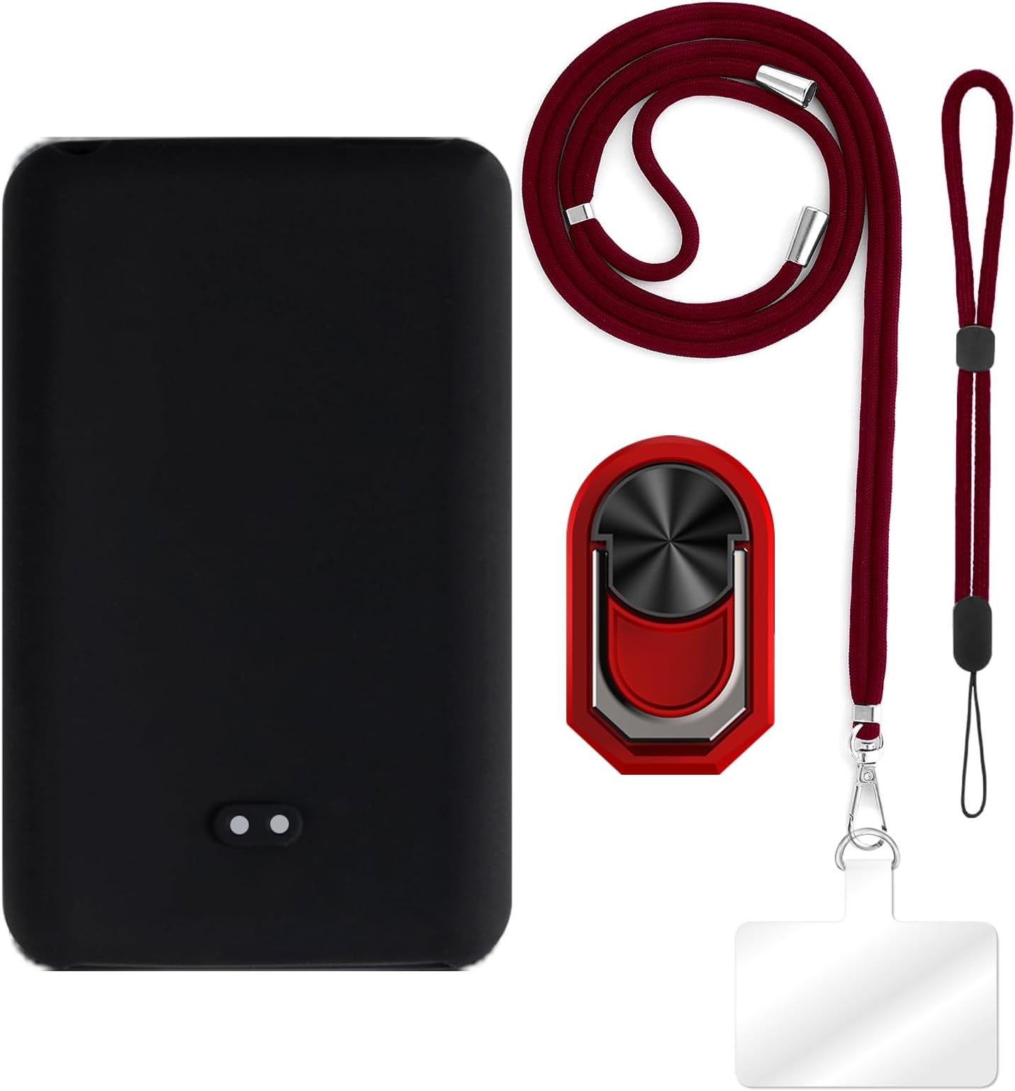 [4 in 1]Case Compatible with iPod Classic 3rd Gen 160GB(103.5 * 61.8 * 10.5mm) with Lanyard, Wrist Strap and Ring Holder, Protective Cover Anti-Drop Secure Travel Kit (Black+Red Set)