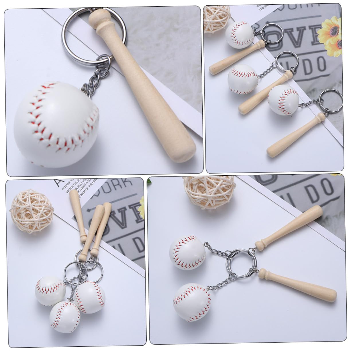 16 pezzi Portachiavi Baseball Grande Creativo Portachiavi Sportivi per Donna per Borse e Chiavi Regalo per Appassionati di Baseball