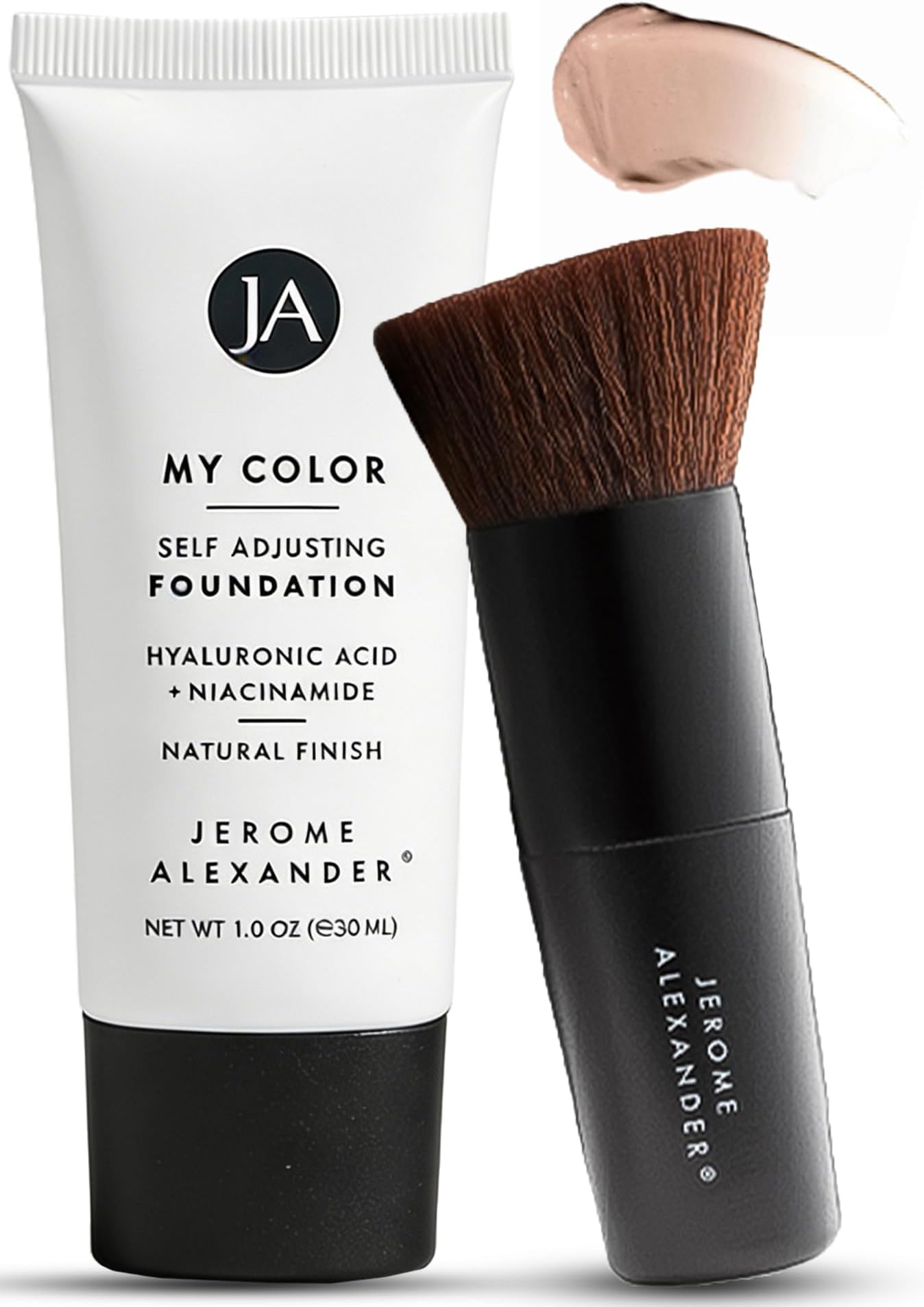 My Color Self-Adjusting Foundation, Hydrating & Lightweight Face Makeup, Skincare-Infused, with Kabuki Brush, Medium, 1 oz
