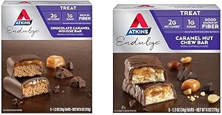 Endulge Chocolate Caramel Mousse Bar 5 Count and Caramel Nut Chew Bar 5 Count Bundle