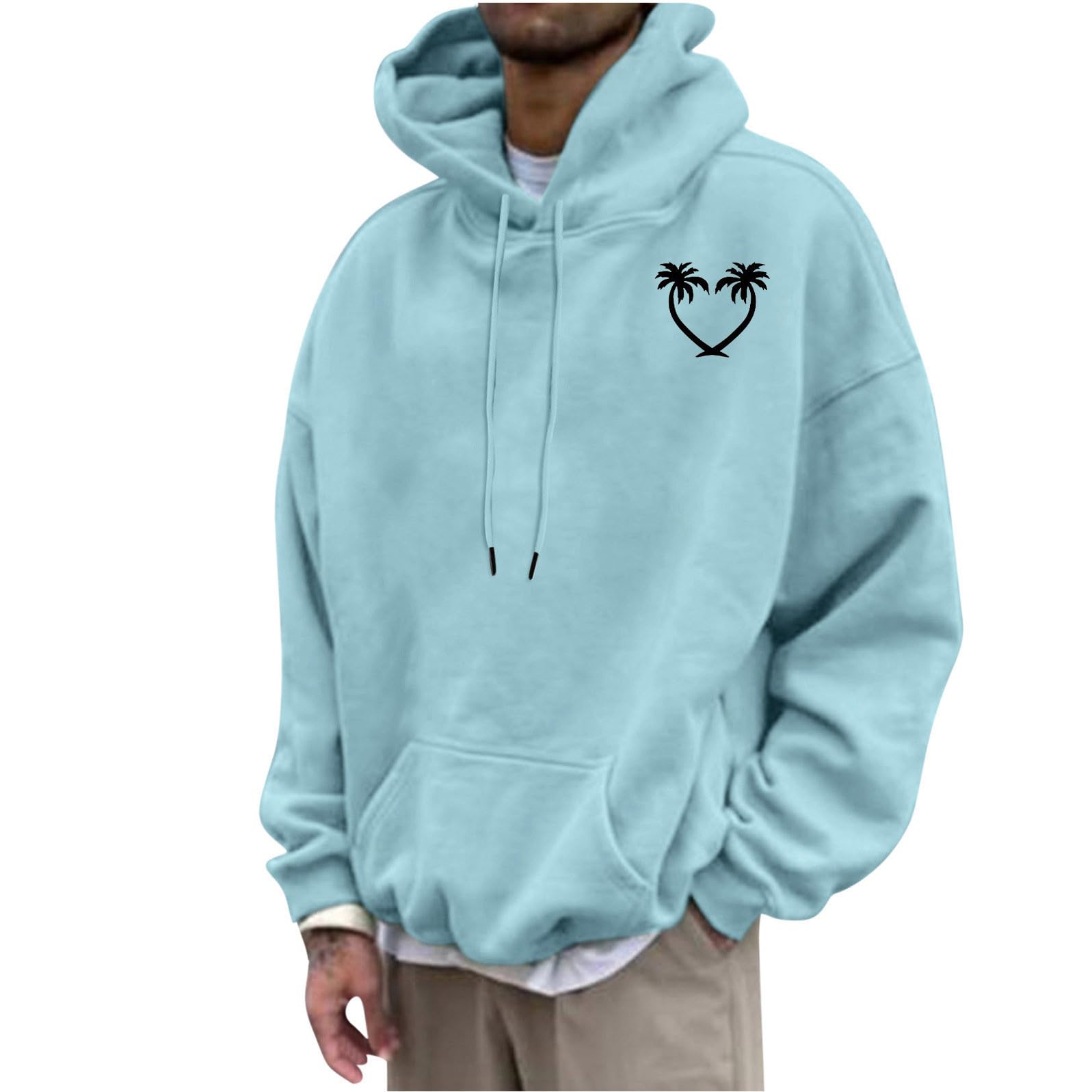 FITORON Workout Hoodies for Men 2024 Funny Patterned Mens Pullover Shirts Long Sleeve Fall Classic Lightweight Sweatshirts