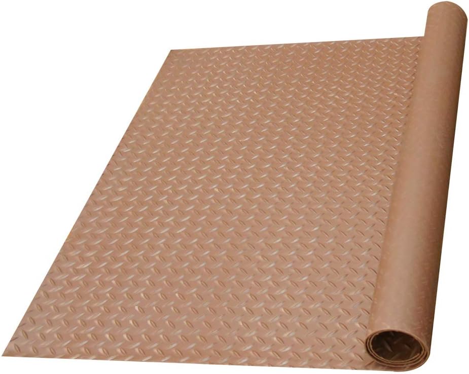 Rubber-Cal Diamond-Plate Thermoplastic Flooring - 3.5mm x 36" x 3ft - Brown