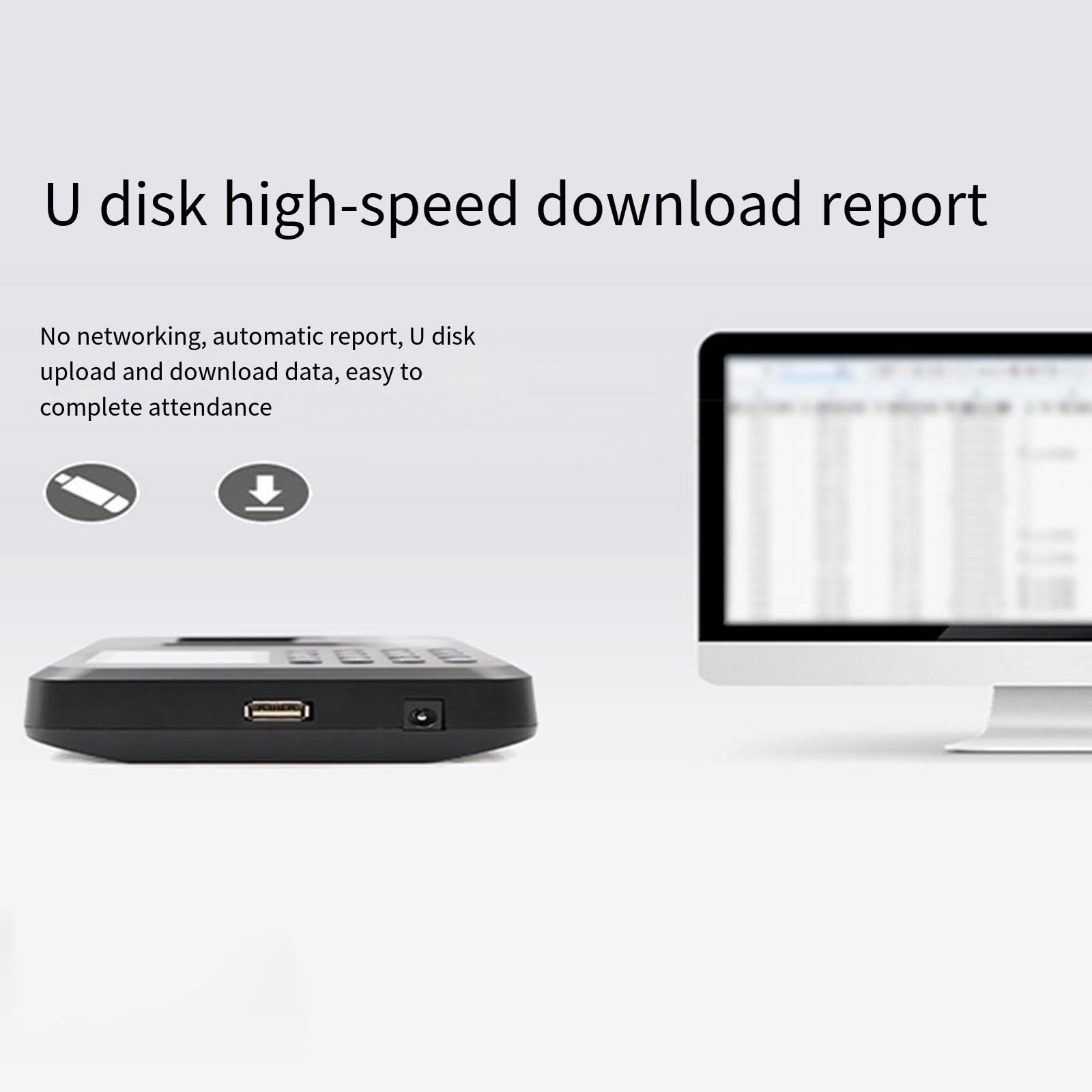 Download del disco U della macchina per la rilevazione delle presenze delle impronte digitali, istruzioni vocali, installazione semplice, dispositivo con scheda perforata per il pendolarismo