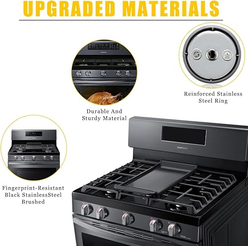 Miniatura 3 de GTPARTS DG64-00473B Perillas de estufa compatibles con estufa de gas Samsung, reemplazos de horno, quemador de gas, pomos negros con anillo en D de