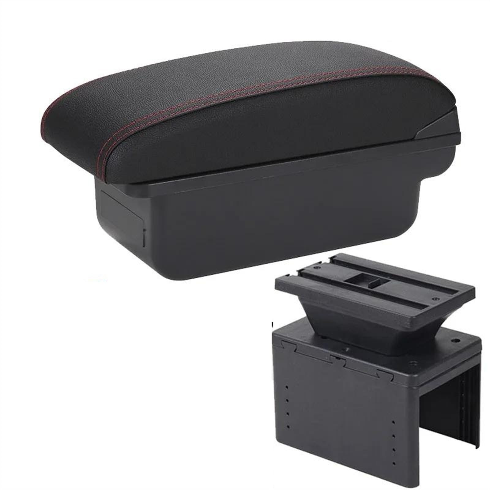 NOHEEU Car Center Console Storage Box Multifunctional Armrest Interior Accessories For Hyundai I20 2021 2022(C1 Black red NO USB)