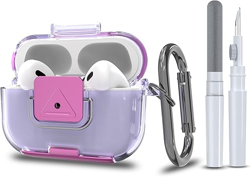 Funda protectora para AirPods Pro de 21 generación con clip de bloqueo seguro, protección completa a prueba de golpes, diseño de soporte para