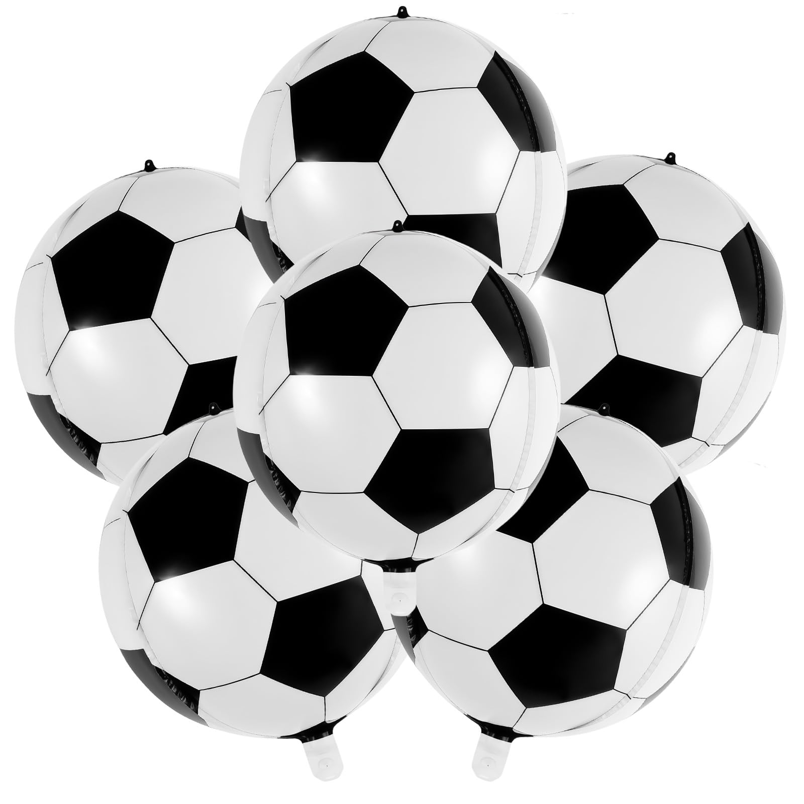 6Pcs 22 Inch Football Balloons Large 4D Balloons Football Birthday Party Decorations Big Inflatable Black White Round Sphere Foil Myla Soccer Balloons for Football Fans Sports Themed Party Supplies