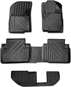 TuningPros FM-1025 Car Floor Mats Full Set Compatible with 2022-2024 Mitsubishi Outlander | 4-pc Cargo Liner Black Car Mats | Custom Fit Non-Slip Car Floor Mat Rubber