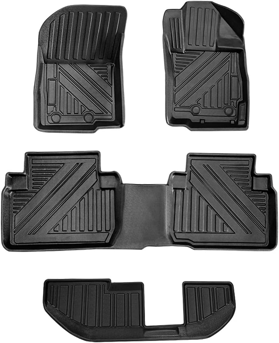 TuningPros FM-1025 Car Floor Mats Full Set Compatible with 2022-2024 Mitsubishi Outlander | 4-pc Cargo Liner Black Car Mats | Custom Fit Non-Slip Car Floor Mat Rubber