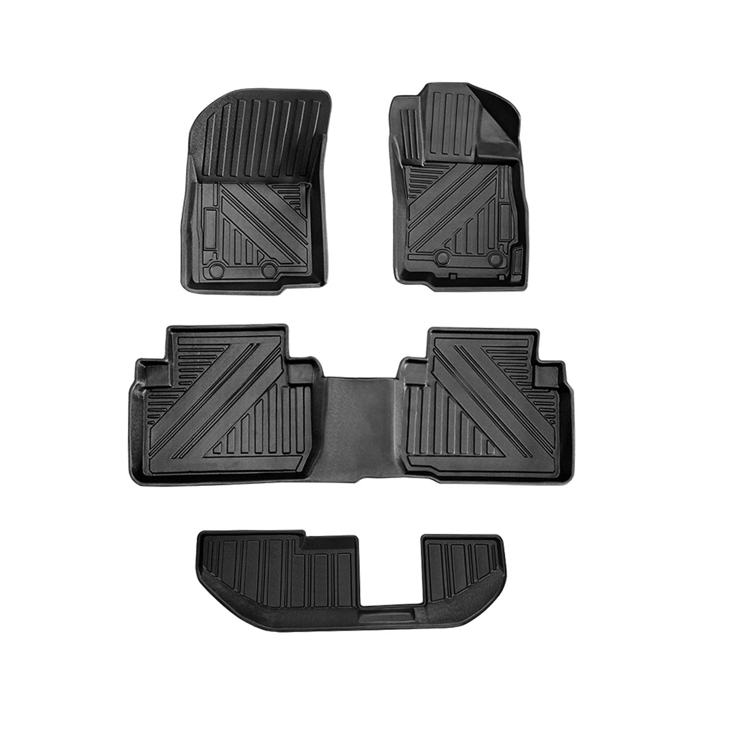 TuningPros FM-1025 Car Floor Mats Full Set Compatible with 2022-2024 Mitsubishi Outlander | 4-pc Cargo Liner Black Car Mats | Custom Fit Non-Slip Car Floor Mat Rubber