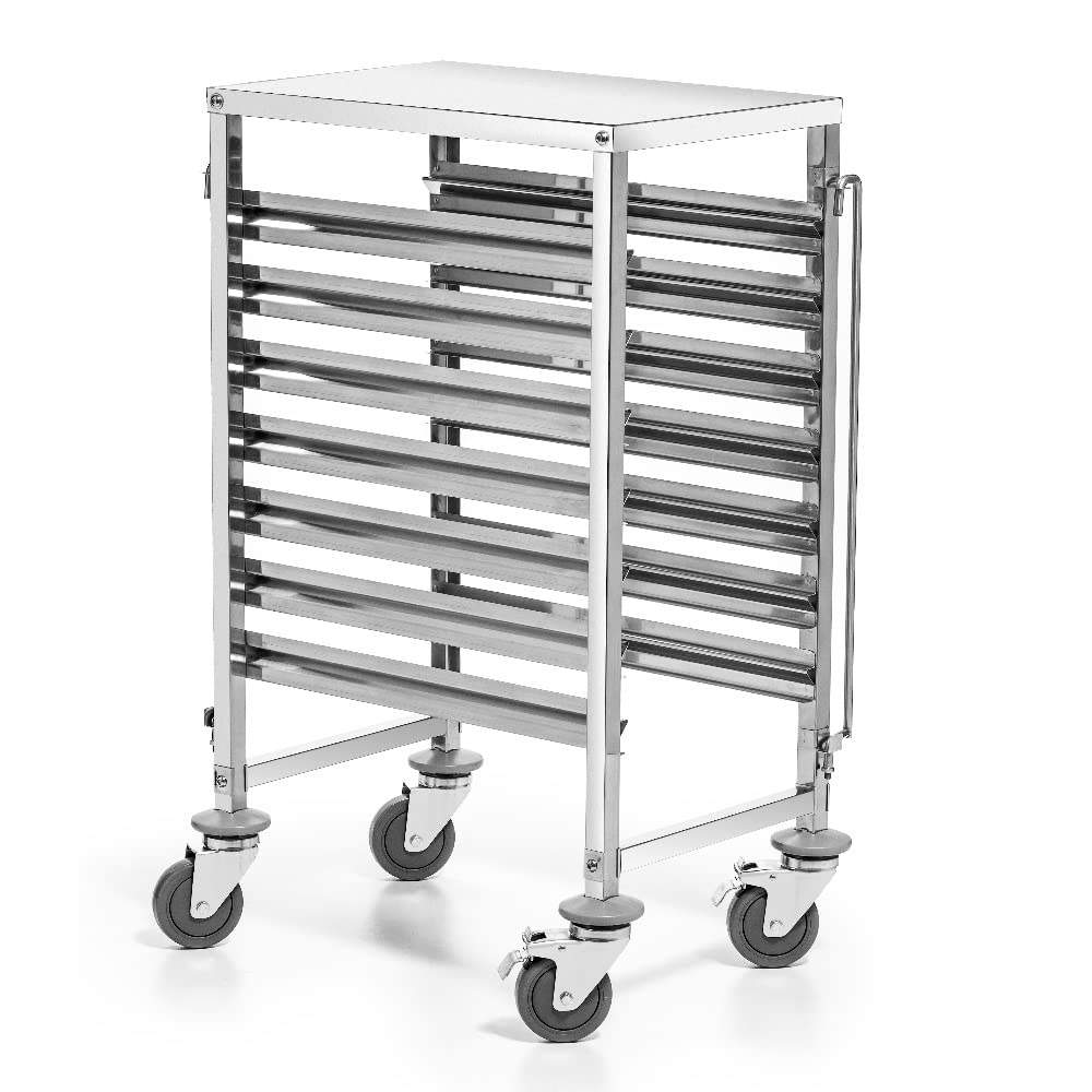 Carro de Servir de Acero Inoxidable | para 7 bandejas GN 1/1 | Dimensiones 38x55x95 cm | Carro de Transporte | Carro de Cocina con Ruedas | Estructura de Acero para Restaurante, Hotel