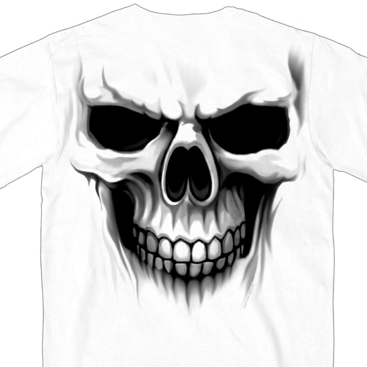 Hot Leathers T-Shirt mit Totenkopf-Motiv, 100% Baumwolle, doppelseitig, Bedruckt