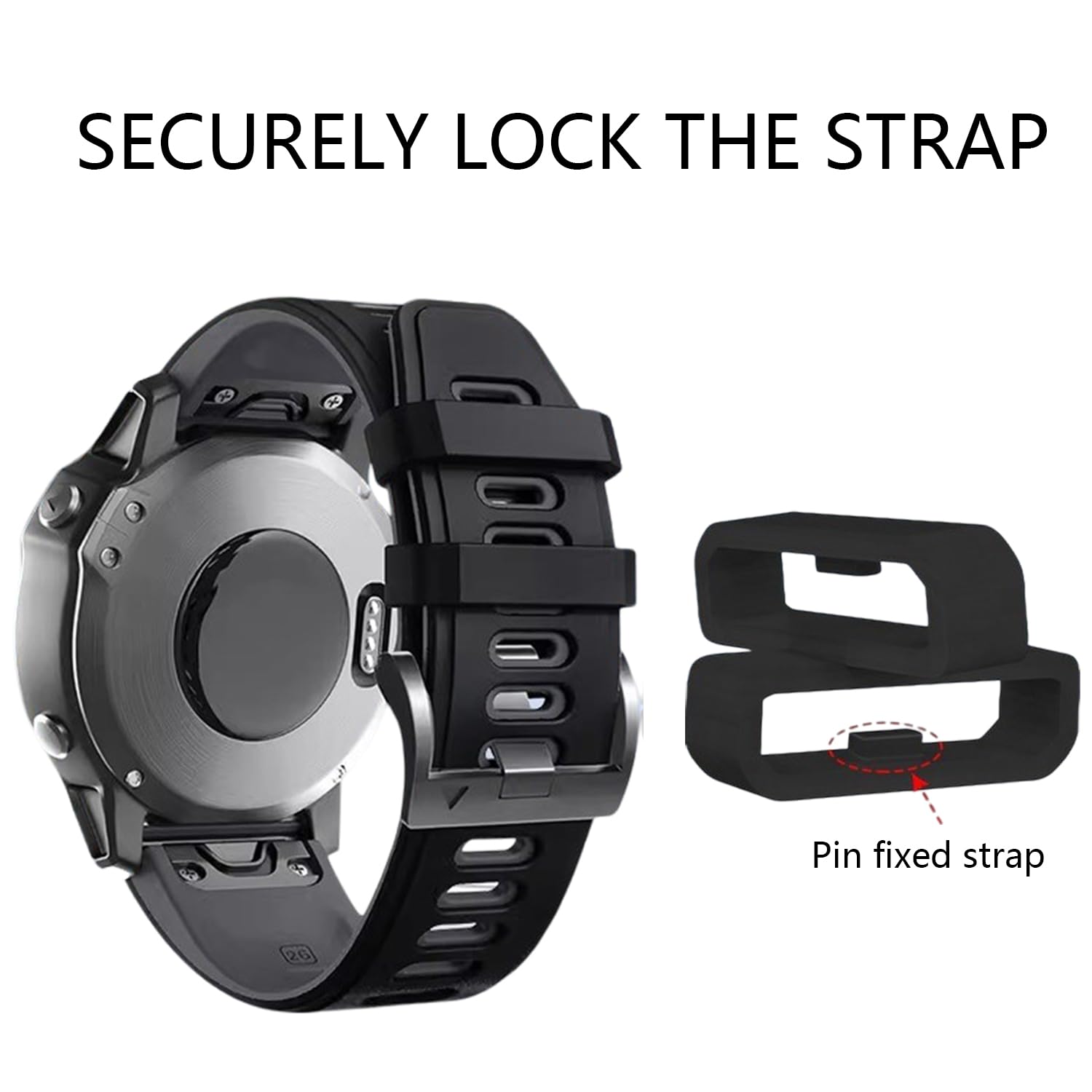8 pcs 22mm Retenedor Correa Reloj Inteligente,reloj silicona Anillos de sujeción de para correas,Retenedor repuesto sujetador,Soporte de silicona（Negro）