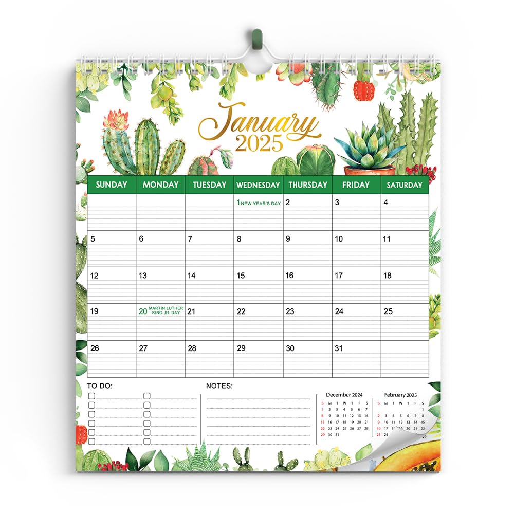 Tropical Floral 2025 Wall Calendar - Jan 2025 - Dec 2025, Dates Notes To-do List Anniversaries Appointments, Best For Your Home School Or Decor
