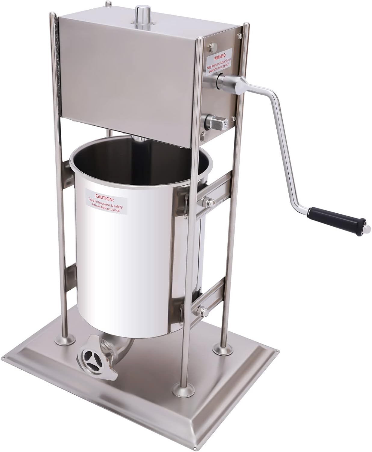 10L Commercial Manual Churros Maker Machine Stainless Steel Latin Fruit Machine Vertical Sausage Stuffer Machine with 4 Nozzles Heavy Duty Churros Machine