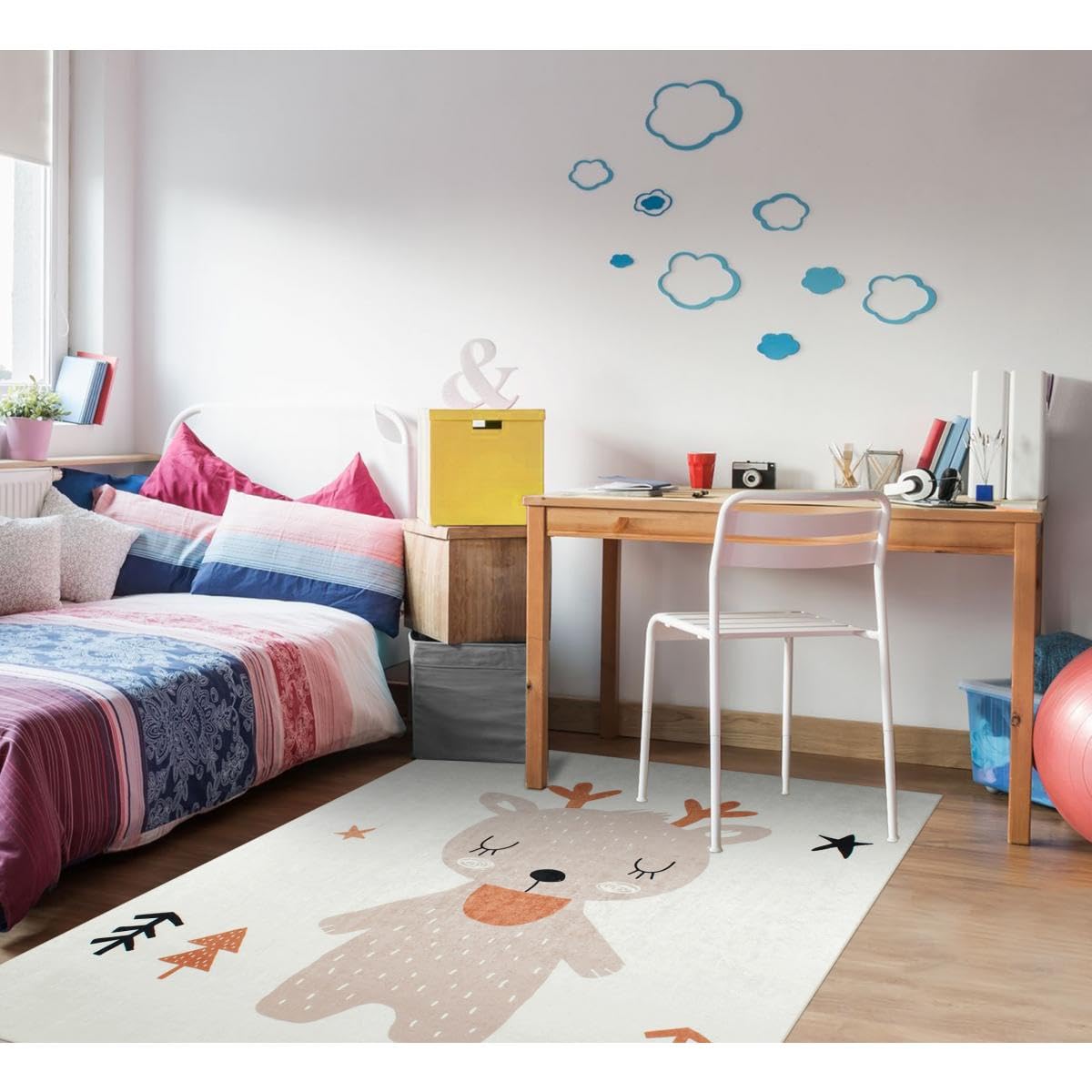 Alfombra infantil de 160 x 230 cm, ideal como alfombra de comedor, alfombra marrón para niños, alfombra de forma rectangular, 8171