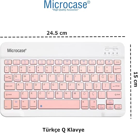 Microcase Samsung Galaxy Tab S10 Lite ile Uyumlu Tablet Çanta+Türkçe Bluetooth Klavye +Mouse+ Standı - Pembe AL4382