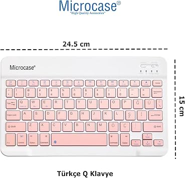 Microcase Samsung Galaxy Tab S10 Lite ile Uyumlu Tablet Çanta+Türkçe Bluetooth Klavye +Mouse+ Standı - Pembe AL4382