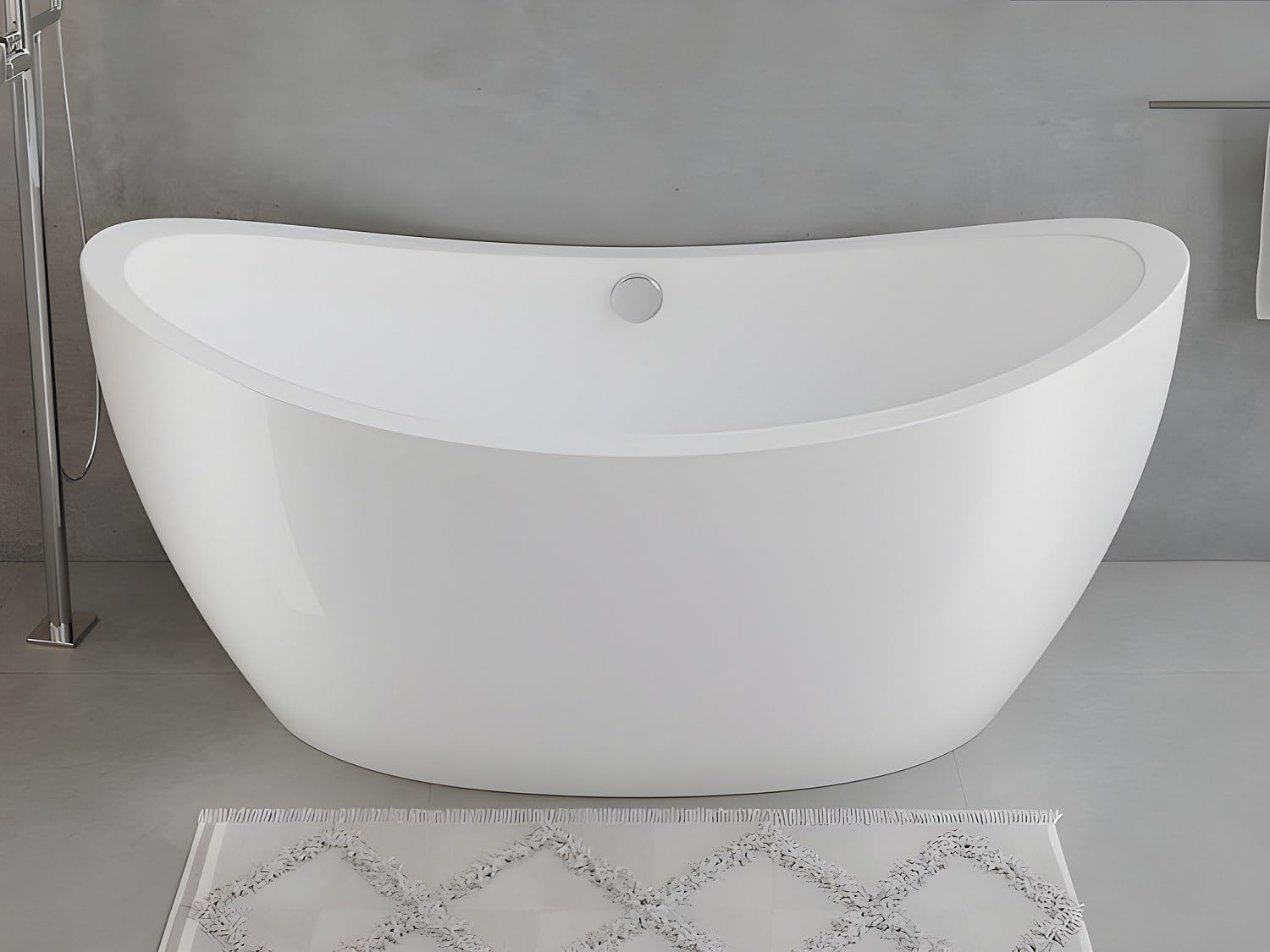 Vente-unique - Banheira isenta de design branco - 225 L - 170 x 83 x 77 cm - ALDA