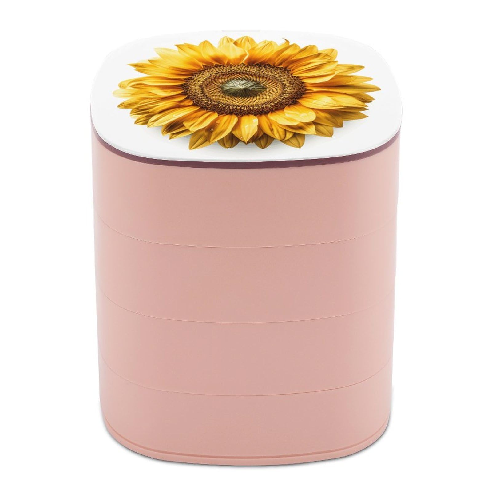 VstaDank 360° Rotating A Flower Jewelry Box, Multi-Layer Large Capacity Jewelry Organizer for Earrings Necklaces Rings, Dustproof Desktop Storage Case for Women