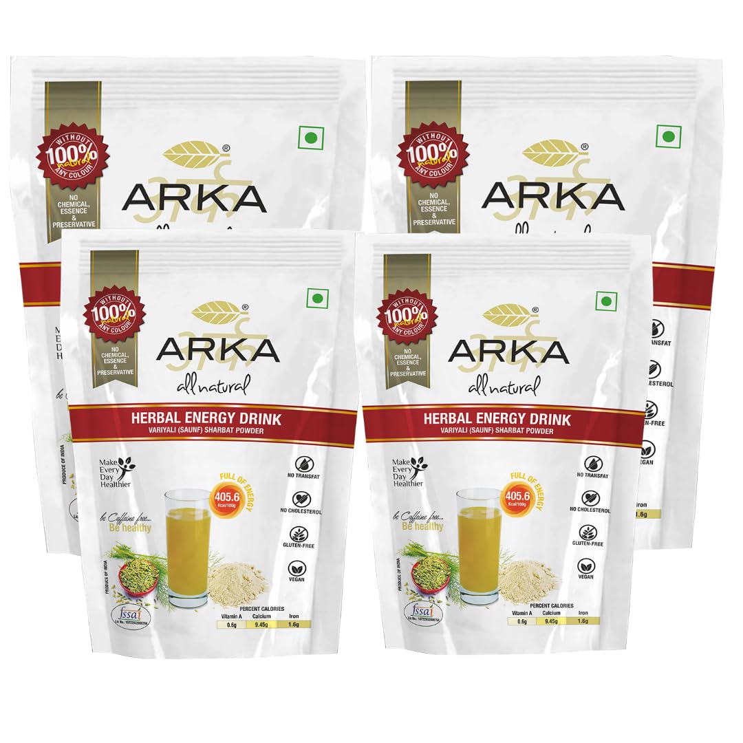 Arka All Natural 4 PK Variyali Saunf Herbal Energy Drink Health & Nutrition Hydration Caffeine Free Drink Powdered mix - 100g Each (B0C8V8BXGS) Amazon Price History, Amazon Price Tracker
