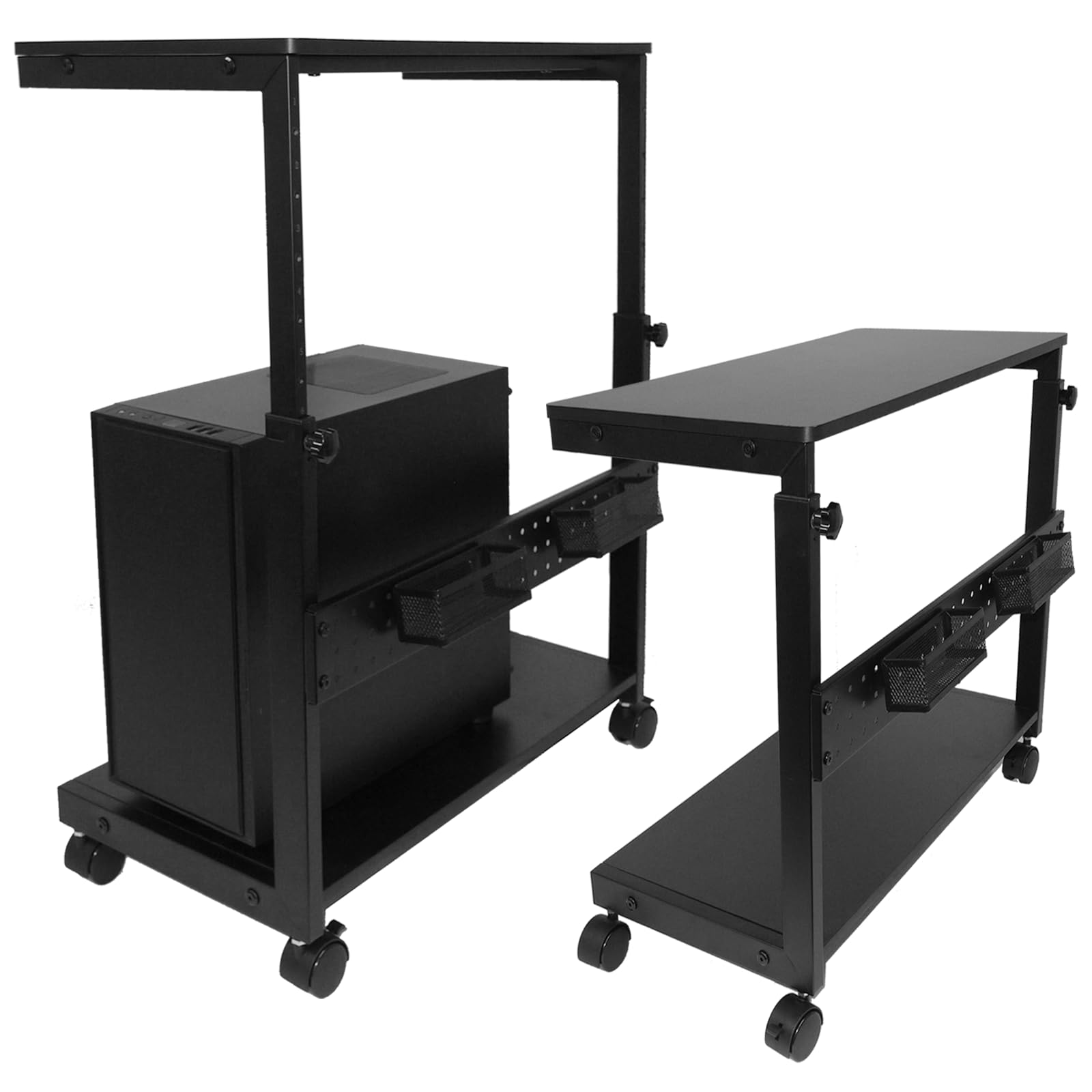 Amazon | PCラック パソコンワゴン 高さ調節 昇降式 デスク下収納 PC