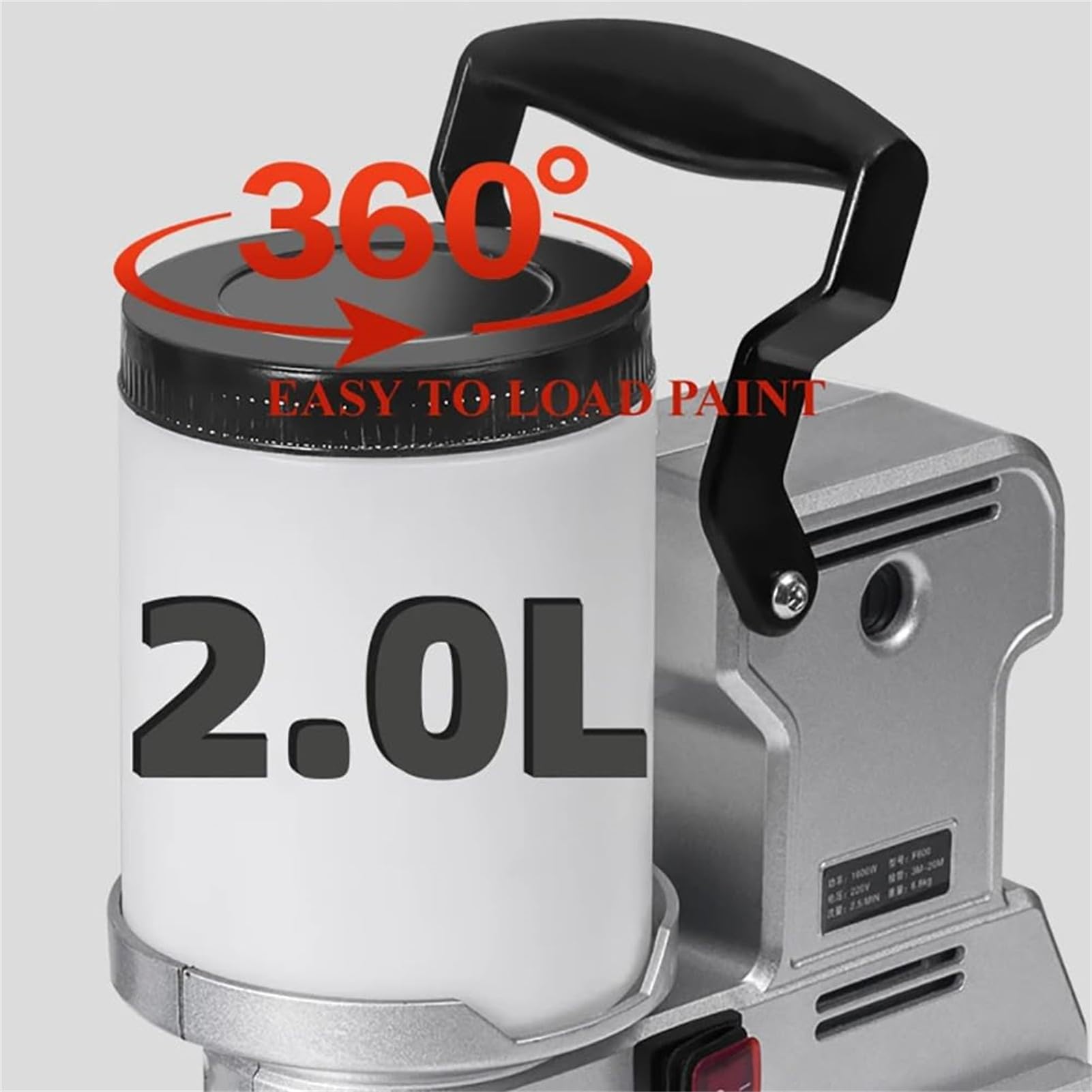 Airless agregat malarski 1600 W, wysokociśnieniowy przenośny pistolet malarski, 2,5 l/min, pojemność 2 l, 3 regulowane prędkości, wąż 5 m do aplikacji natryskowych na ścianę