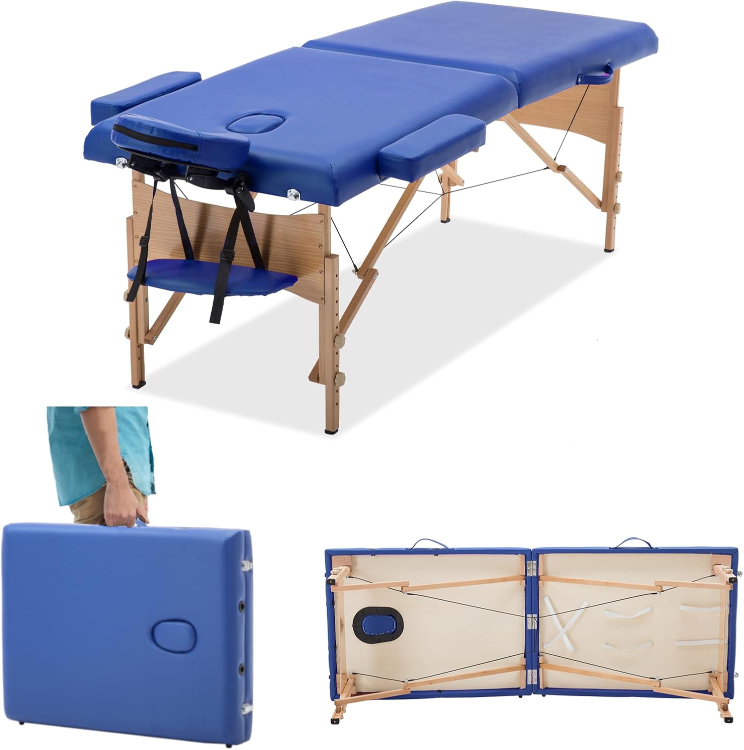 Meet perfect Folding Professional Massage Table 28" Wide 73” Long Portable Lash Bed Tables Facial Spa Beds for Adjustable PU Leather Salon Bed Eyelash Tattoo Table Wax Table, 2” Thick Pad- Black