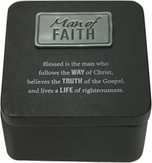 Cathedral Art Man of Faith Keepsake Box, Birthday, Christmas, and Father's Day Gift for Christian Men, Magnetic Lid, 4 Inches Square, by Abbey + CA Gift