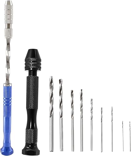 Biaungdo Juego de 27 brocas manuales, tornillo de banco de precisión y taladro manual semiautomático en espiral, herramienta giratoria de micro giro