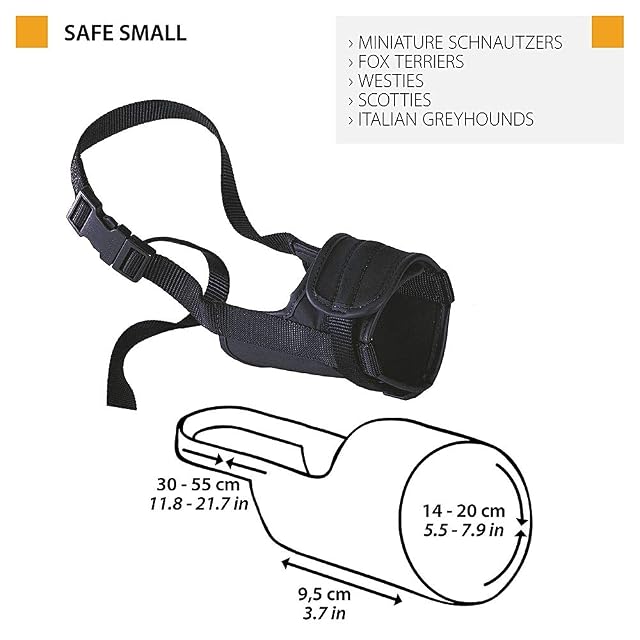 Foto 2 de 6 de Ferplast Bozal para perros SAFE SMALL Antimordida, Nailon robusto, Parte anterior abierta, Suave acolchado…